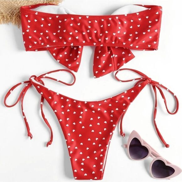NWOT Zaful Heart Bowknot Bikini Set - Picture 8 of 11